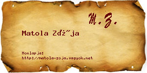 Matola Zója névjegykártya